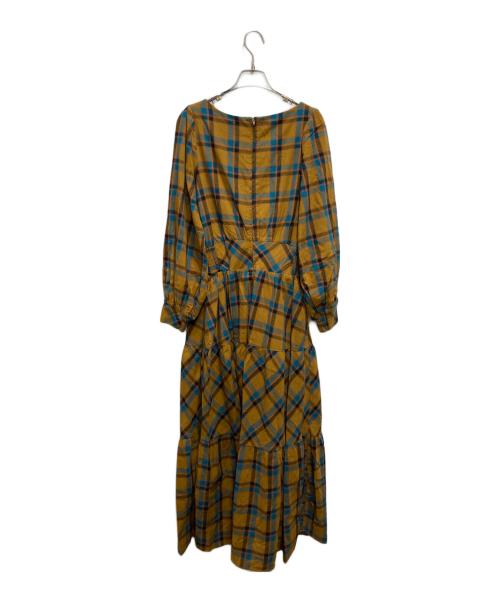 ECLIN（エクラン）ECLIN (エクラン) タータンチェックボリュームマキシワンピース ブラウン サイズ:FREEの古着・服飾アイテム