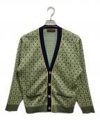 CABANキャバン）の古着「クロスタイルジャカード Vネックカーディガン」｜グリーン