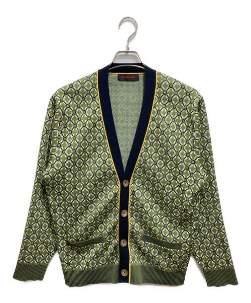 CABAN（キャバン）CABAN (キャバン) クロスタイルジャカード Vネックカーディガン グリーン サイズ:Mの古着・服飾アイテム