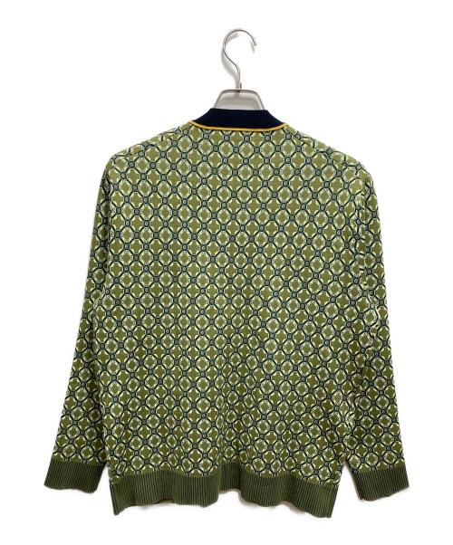 CABAN（キャバン）CABAN (キャバン) クロスタイルジャカード Vネックカーディガン グリーン サイズ:Mの古着・服飾アイテム