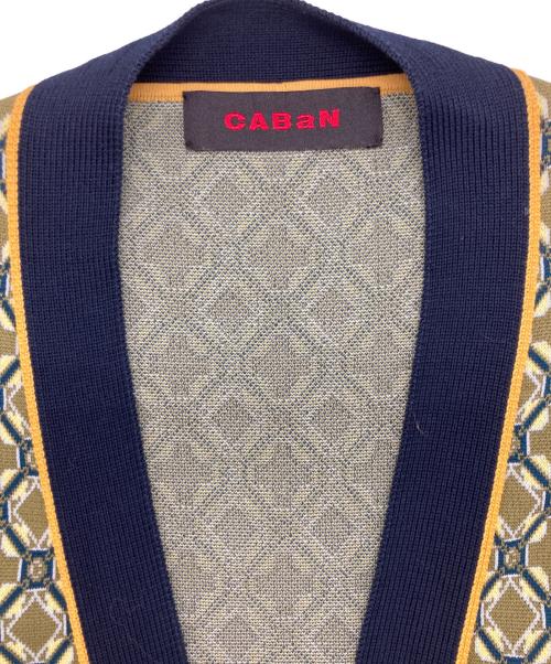 CABAN（キャバン）CABAN (キャバン) クロスタイルジャカード Vネックカーディガン グリーン サイズ:Mの古着・服飾アイテム