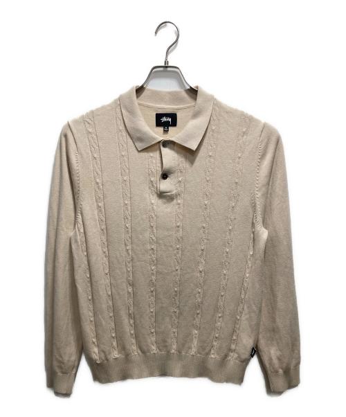 stussy（ステューシー）stussy (ステューシー) ニットポロシャツ ベージュ サイズ:Mの古着・服飾アイテム