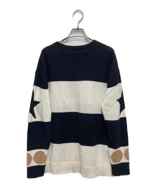 Max Mara（マックスマーラ）Max Mara (マックスマーラ) ディルチェ ウール カシミヤ ジャカード ニット ホワイト×ブラック サイズ:Mの古着・服飾アイテム