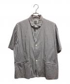 LOLOロロ）の古着「片玉ポケットビックシャツ」｜グレー×ホワイト