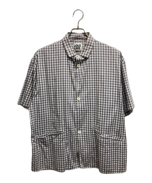 LOLO（ロロ）LOLO (ロロ) 片玉ポケットビックシャツ グレー×ホワイト サイズ:M 未使用品の古着・服飾アイテム