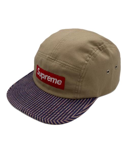 SUPREME（シュプリーム）SUPREME (シュプリーム) 12SS Canvas Stripe Camp Cap ブラウン×ネイビーの古着・服飾アイテム
