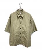 H BEAUTY&YOUTHエイチ ビューティー&ユース）の古着「TYPEWRITER SQUARE CUT SHORT SLEEVE SHIRT/シャツ」｜ベージュ
