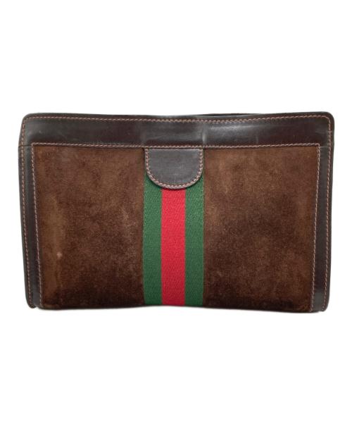 GUCCI（グッチ）GUCCI (グッチ) シェーリーラインスウェードクラッチバッグ ブラウンの古着・服飾アイテム
