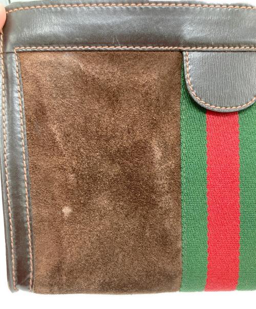 GUCCI（グッチ）GUCCI (グッチ) シェーリーラインスウェードクラッチバッグ ブラウンの古着・服飾アイテム