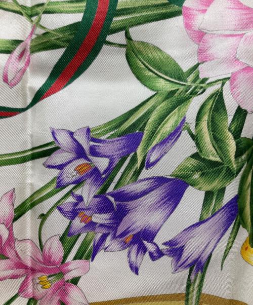 GUCCI（グッチ）GUCCI (グッチ) 総柄大判シルクスカーフ ネイビー×ホワイト サイズ:-の古着・服飾アイテム