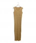 PLEATS PLEASEプリーツプリーズ）の古着「プリーツノースリーブワンピース」｜ブラウン