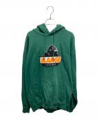 X-LARGEエクストララージ）の古着「スランテッドOG フーディースウェットシャツ」｜グリーン