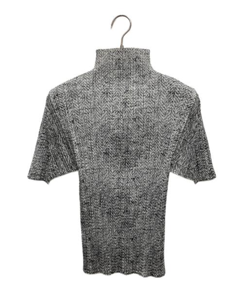 PLEATS PLEASE（プリーツプリーズ）PLEATS PLEASE (プリーツプリーズ) 大理石柄半袖プリーツカットソー グレー サイズ:3の古着・服飾アイテム