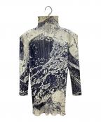 PLEATS PLEASEプリーツプリーズ）の古着「葛飾北斎浮世絵プリーツカットソー」｜グレー×ホワイト