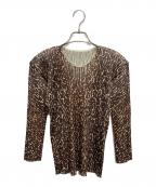 PLEATS PLEASEプリーツプリーズ）の古着「柄プリーツカットソー」｜ブラウン