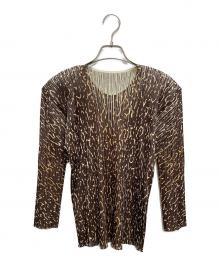 PLEATS PLEASE（プリーツプリーズ）の古着「柄プリーツカットソー」｜ブラウン