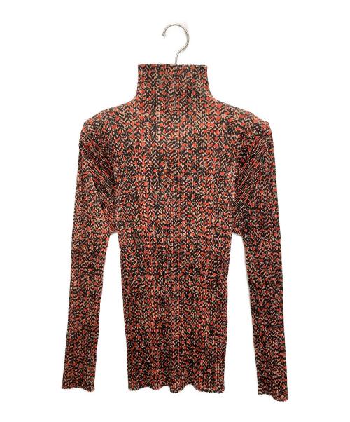 PLEATS PLEASE（プリーツプリーズ）PLEATS PLEASE (プリーツプリーズ) 柄プリーツカットソー ブラウン サイズ:3の古着・服飾アイテム