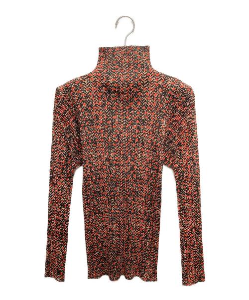 PLEATS PLEASE（プリーツプリーズ）PLEATS PLEASE (プリーツプリーズ) 柄プリーツカットソー ブラウン サイズ:3の古着・服飾アイテム