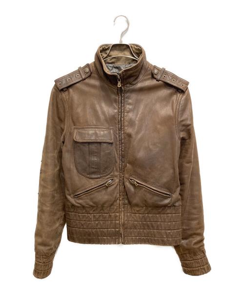 DOLCE & GABBANA（ドルチェ＆ガッバーナ）DOLCE & GABBANA (ドルチェ＆ガッバーナ) 03AWゴートスキンレザージャケット ブラウン サイズ:48の古着・服飾アイテム
