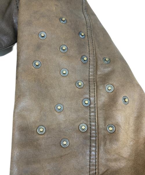 DOLCE & GABBANA（ドルチェ＆ガッバーナ）DOLCE & GABBANA (ドルチェ＆ガッバーナ) 03AWゴートスキンレザージャケット ブラウン サイズ:48の古着・服飾アイテム