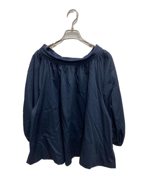 UNITED ARROWS（ユナイテッドアローズ）UNITED ARROWS (ユナイテッドアローズ) ロールカラー ギャザー ブラウス ネイビー サイズ:FREEの古着・服飾アイテム
