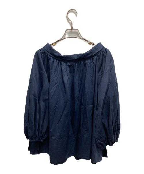 UNITED ARROWS（ユナイテッドアローズ）UNITED ARROWS (ユナイテッドアローズ) ロールカラー ギャザー ブラウス ネイビー サイズ:FREEの古着・服飾アイテム