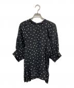 DRESSTERIORドレステリア）の古着「イペカドットプリントボリュームスリーブブラウス」｜ブラック