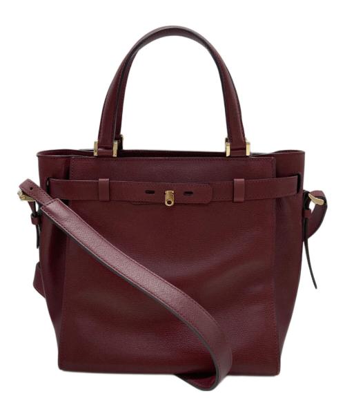 Valextra（ヴァレクストラ）Valextra (ヴァレクストラ) 2way ハンドバッグ ショルダーバッグ　Ｂキューブ ボルドーの古着・服飾アイテム
