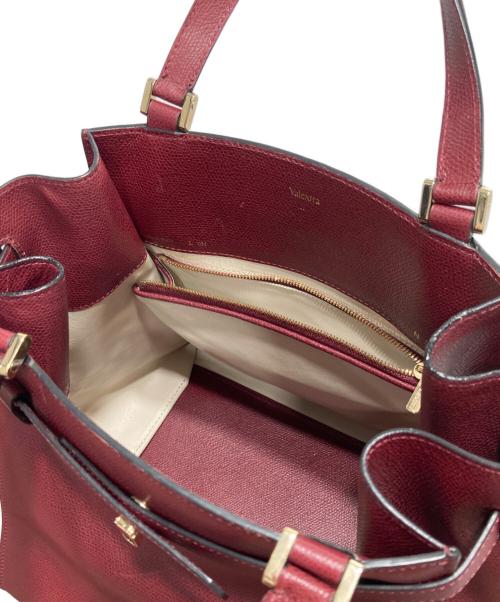 Valextra（ヴァレクストラ）Valextra (ヴァレクストラ) 2way ハンドバッグ ショルダーバッグ　Ｂキューブ ボルドーの古着・服飾アイテム