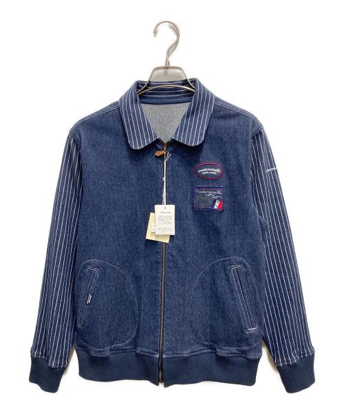 Mademoiselle NON NON（マドモアゼルノンノン）Mademoiselle NON NON (マドモアゼルノンノン) デニムジップジャケット ネイビー サイズ:L 未使用品の古着・服飾アイテム