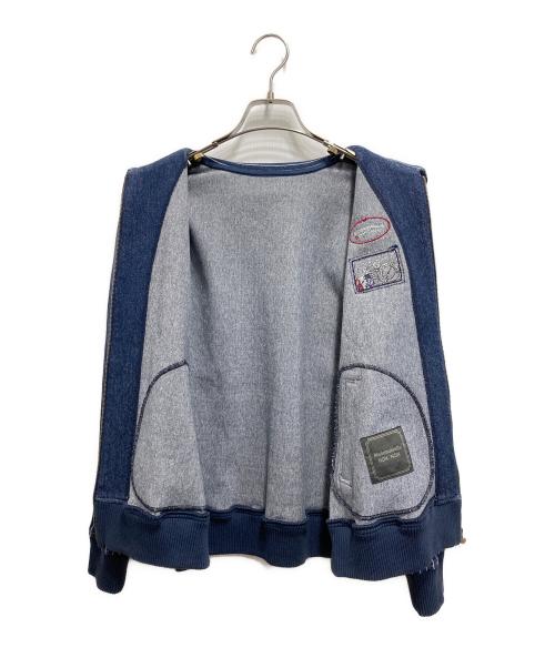 Mademoiselle NON NON（マドモアゼルノンノン）Mademoiselle NON NON (マドモアゼルノンノン) デニムジップジャケット ネイビー サイズ:L 未使用品の古着・服飾アイテム