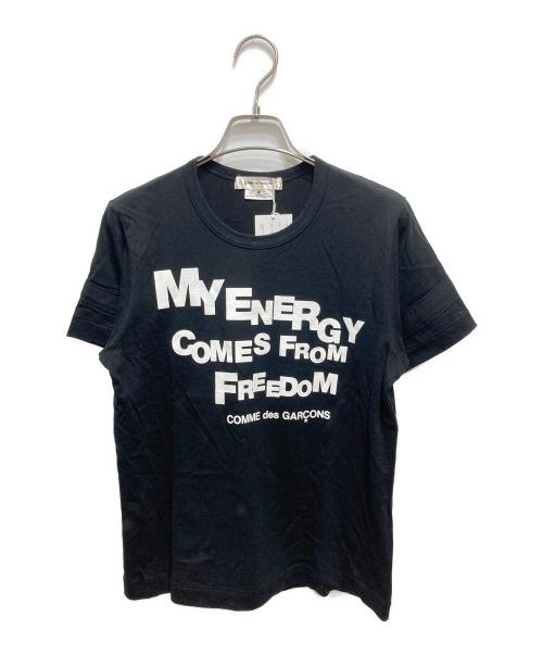 COMME des GARCONS（コムデギャルソン）COMME des GARCONS (コムデギャルソン) メッセージロゴTシャツ ブラック サイズ:Mの古着・服飾アイテム
