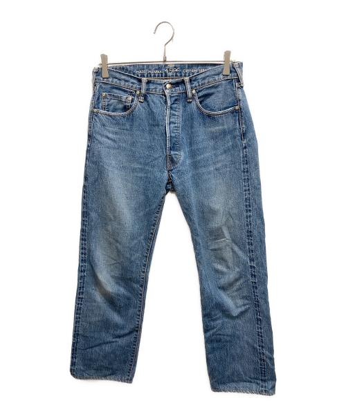 45R（フォーティファイブ・アール）45R (フォーティファイブ・アール) 群青空比古のフロントリバー（加工）デニムパンツ ブルー サイズ:W29の古着・服飾アイテム