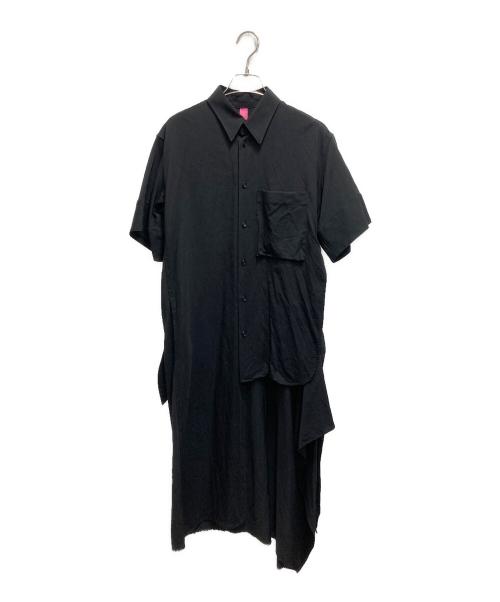 Y's  purple label（ワイズパープルレーベル）Y's  purple label (ワイズパープルレーベル) アシンメトリーデザイン半袖シャツワンピース ブラック サイズ:1の古着・服飾アイテム