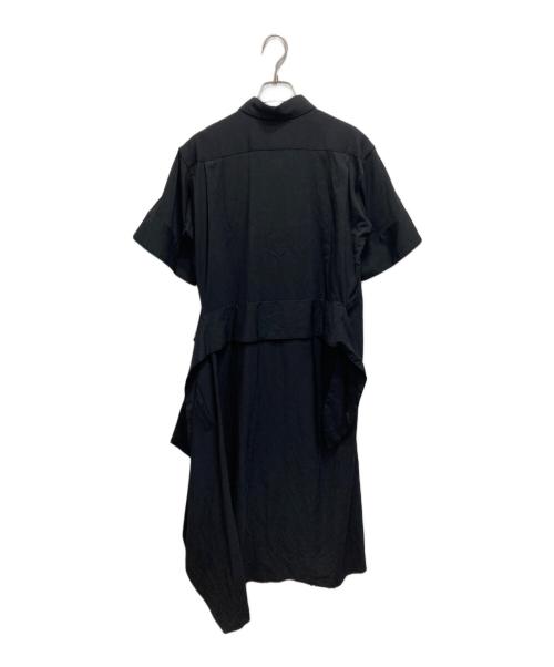 Y's  purple label（ワイズパープルレーベル）Y's  purple label (ワイズパープルレーベル) アシンメトリーデザイン半袖シャツワンピース ブラック サイズ:1の古着・服飾アイテム