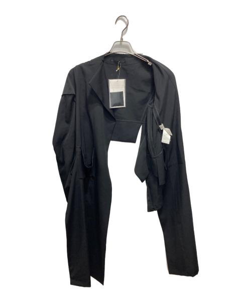 YOHJI YAMAMOTO（ヨウジヤマモト）YOHJI YAMAMOTO (ヨウジヤマモト) ウールギャバ袖立体切替フロントロングジャケット ブラック サイズ:ｓの古着・服飾アイテム