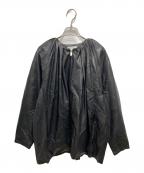 CLANEクラネ）の古着「“EGG FAKE LEATHER JACKET” エッグフェイクレザージャケット」｜ブラック