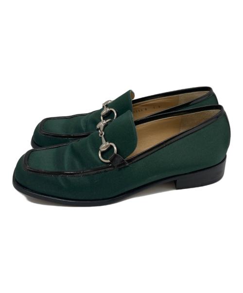 GUCCI（グッチ）GUCCI (グッチ) スクエアベロアビットローファー グリーン サイズ:７Bの古着・服飾アイテム