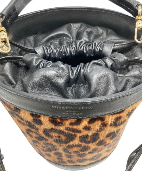 CHRISTIAN VILLA（クリスチャンヴィラ）CHRISTIAN VILLA (クリスチャンヴィラ) ハラコバケツワンショルダーバッグ ブラウン×ブラックの古着・服飾アイテム