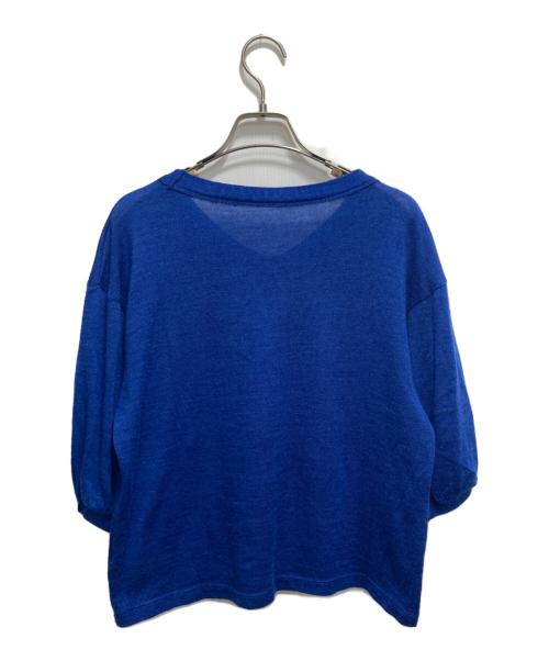 45R（フォーティファイブ・アール）45R (フォーティファイブ・アール) ギマニットギャザーTシャツ ブルーの古着・服飾アイテム