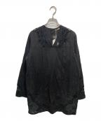 Curensologyカレンソロジー）の古着「コットンバテンレースブラウス」｜ブラック