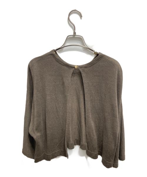 Curensology（カレンソロジー）Curensology (カレンソロジー) トップボタンリネカーディガン ブラウン サイズ:FREEの古着・服飾アイテム