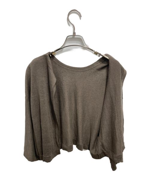 Curensology（カレンソロジー）Curensology (カレンソロジー) トップボタンリネカーディガン ブラウン サイズ:FREEの古着・服飾アイテム