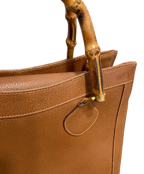 GUCCI（グッチ）GUCCI (グッチ) レザーバンブートートバッグ ブラウンの古着・服飾アイテム