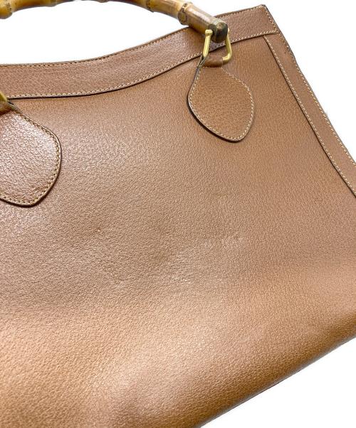 GUCCI（グッチ）GUCCI (グッチ) レザーバンブートートバッグ ブラウンの古着・服飾アイテム