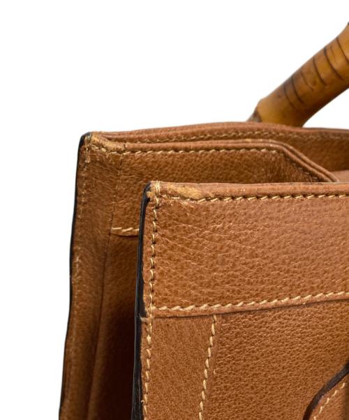 GUCCI（グッチ）GUCCI (グッチ) レザーバンブートートバッグ ブラウンの古着・服飾アイテム