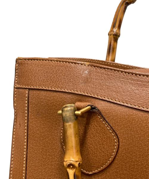 GUCCI（グッチ）GUCCI (グッチ) レザーバンブートートバッグ ブラウンの古着・服飾アイテム