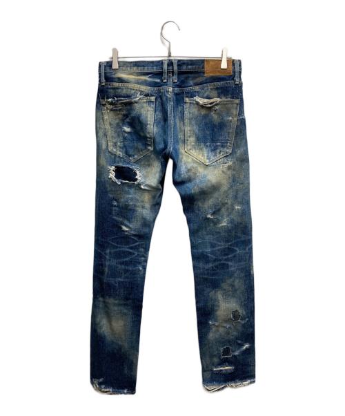 OVERDESIGN（オーバーデザイン）OVERDESIGN (オーバーデザイン) ペイント加工クラッシュデニムパンツ インディゴ サイズ:-の古着・服飾アイテム