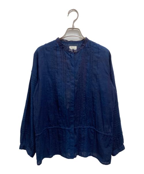 maison de soil（メゾンドソイル）maison de soil (メゾンドソイル) インディゴ染めバンドカラーシャツ ネイビー サイズ:Fの古着・服飾アイテム
