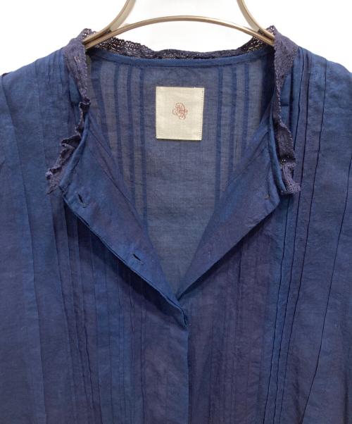 maison de soil（メゾンドソイル）maison de soil (メゾンドソイル) インディゴ染めバンドカラーシャツ ネイビー サイズ:Fの古着・服飾アイテム